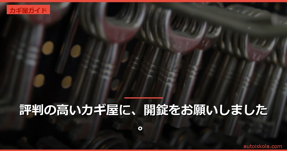 投稿についてもっと詳しく 評判の高いカギ屋に、開錠をお願いしました。